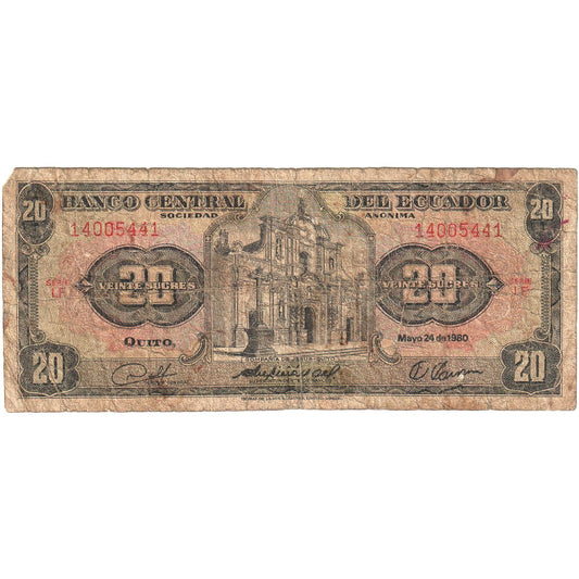 Ecuador, 
  
  20 sucres, 
  
  1980