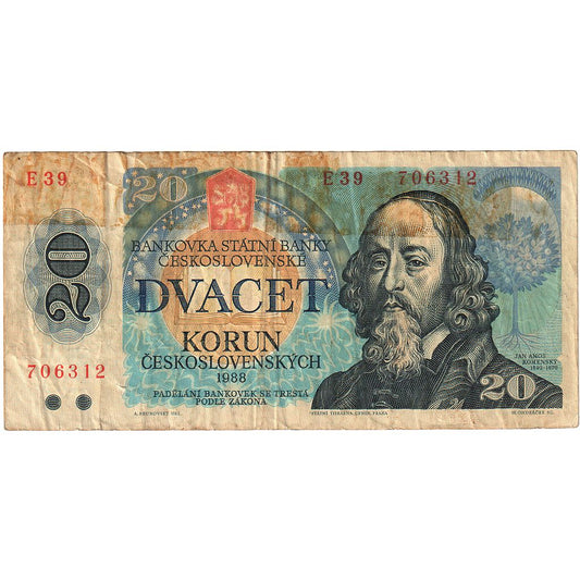 checoslovaquia, 
  
  20 coronas, 
  
  1988