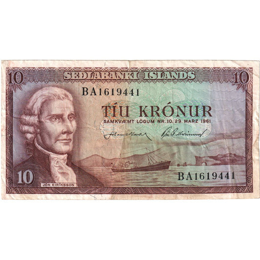 Islandia, 

10 coronas, 

29/03/1961