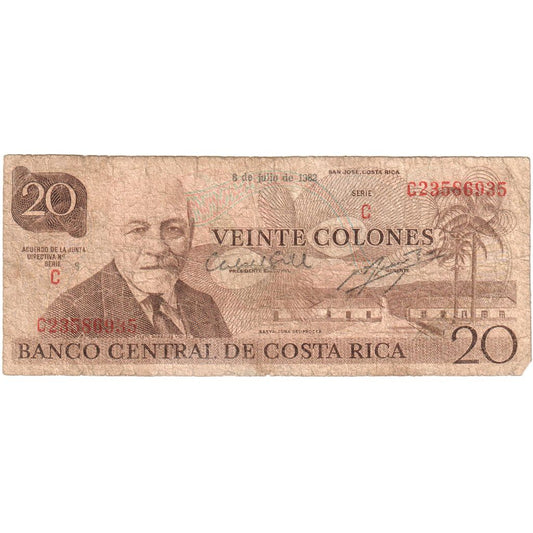 Costa Rica, 
  
  20 colones, 
  
  1982-07-08