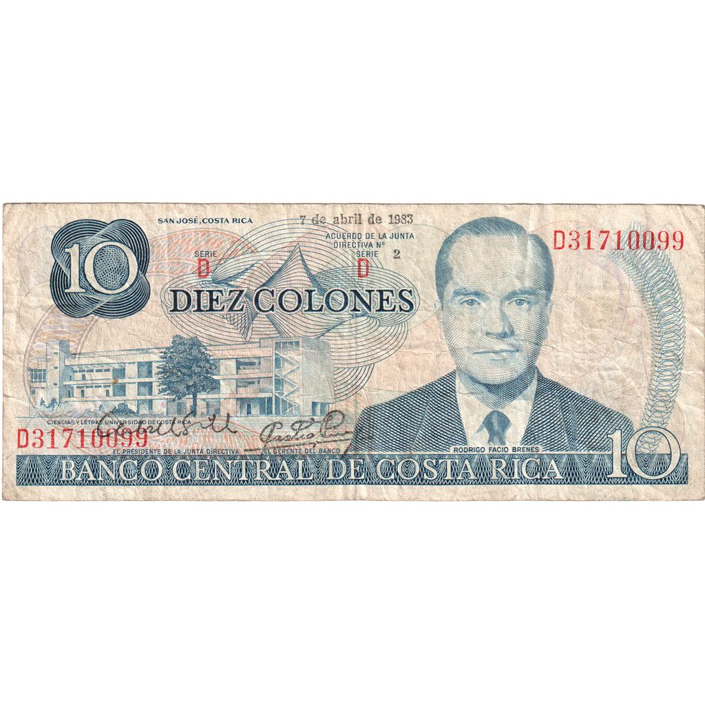 Costa Rica, 
  
  10 colones, 
  
  1983-04-07