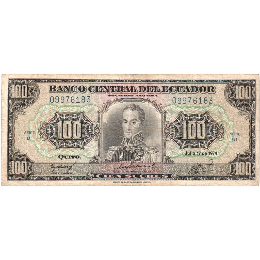 Ecuador, 
  
  100 sucres, 
  
  1974-07-17