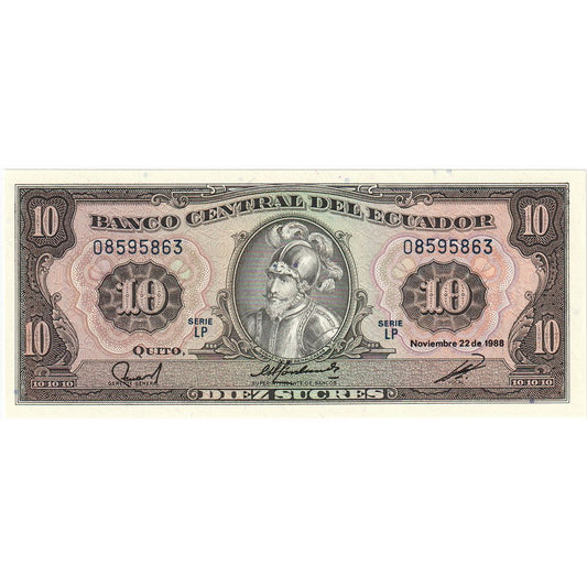 Ecuador, 
  
  10 sucres, 
  
  1988-11-22