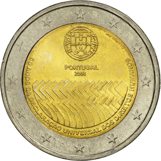 Portugal, 
  
  2 euros, 
  
  60 años de declaración universal