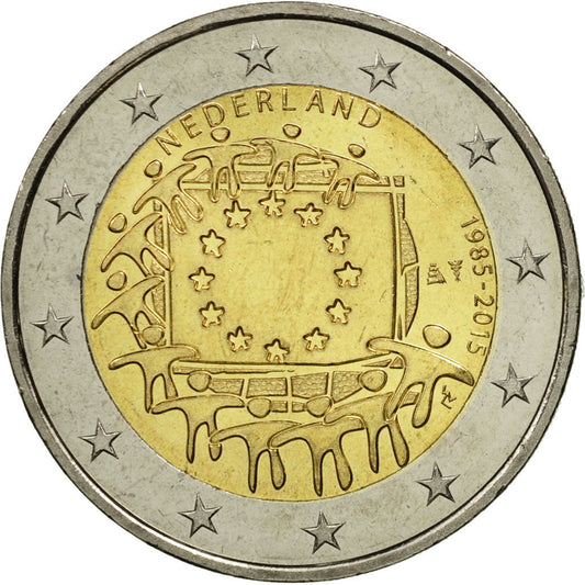 Países Bajos, 

2 euros, 

Bandera