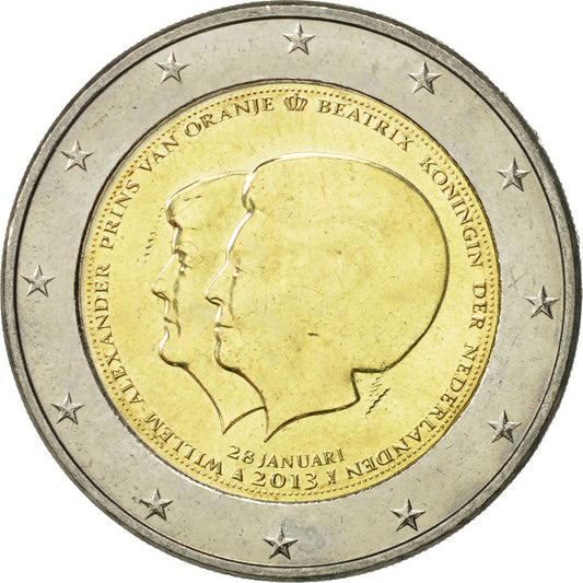 Países Bajos,

2 euros,

Reina Beatriz