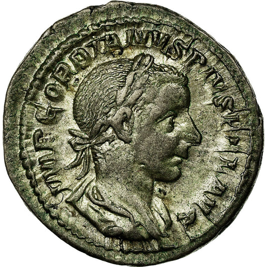 Acuñar, 
  
  Gordiano III, 
  
  Denario