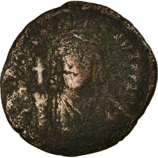 Acuñar, 
  
  Tiberio II Constantino, 
  
  media follis