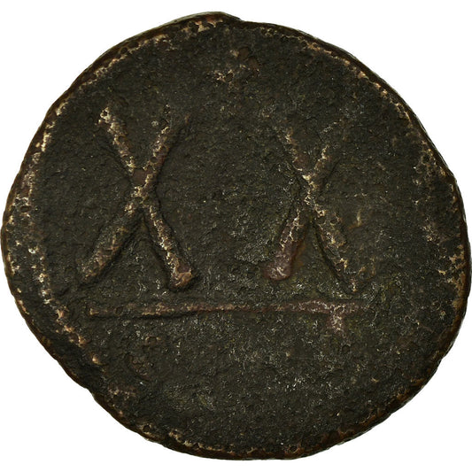 Acuñar, 
  
  Tiberio II Constantino, 
  
  media follis