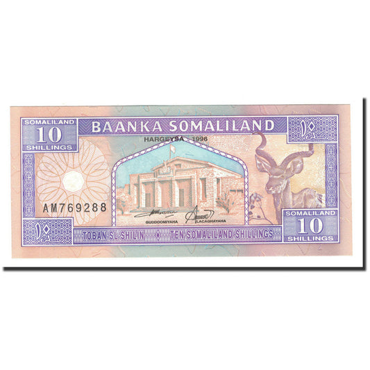 billete de banco, 
  
  somalilandia, 
  
  10 chelines = 10 chelines