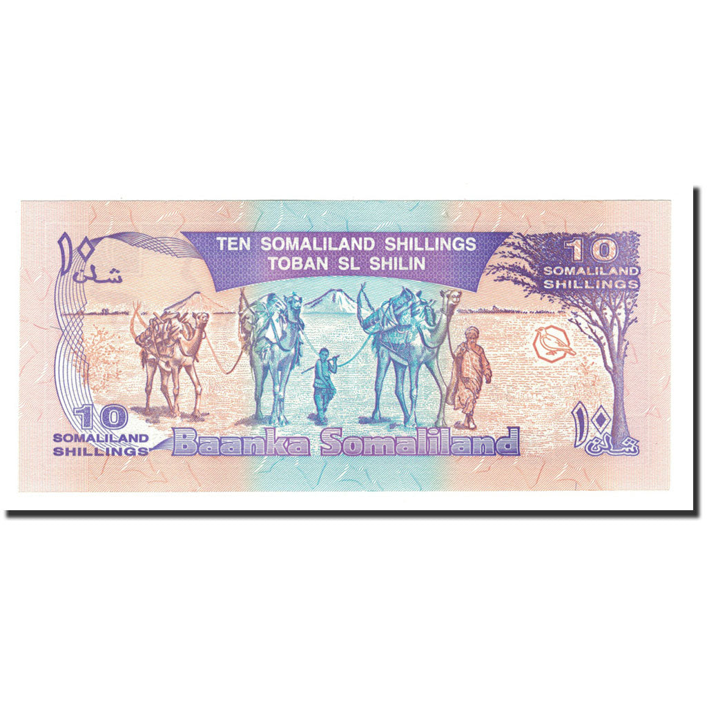 billete de banco, 
  
  somalilandia, 
  
  10 chelines = 10 chelines