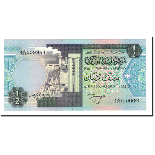 billete de banco, 
  
  Libia, 
  
  1/2 dinar