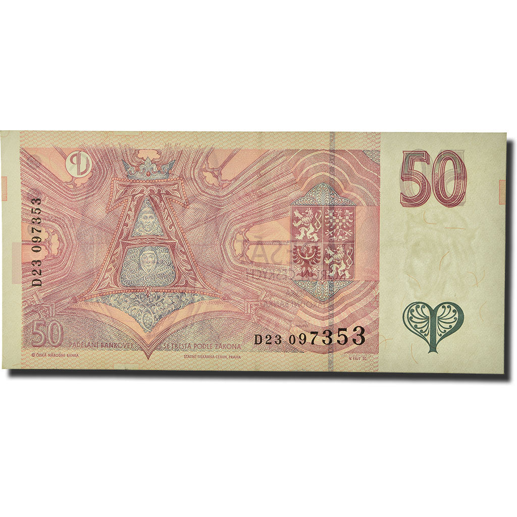 billete de banco, 
  
  República Checa, 
  
  50 coronas