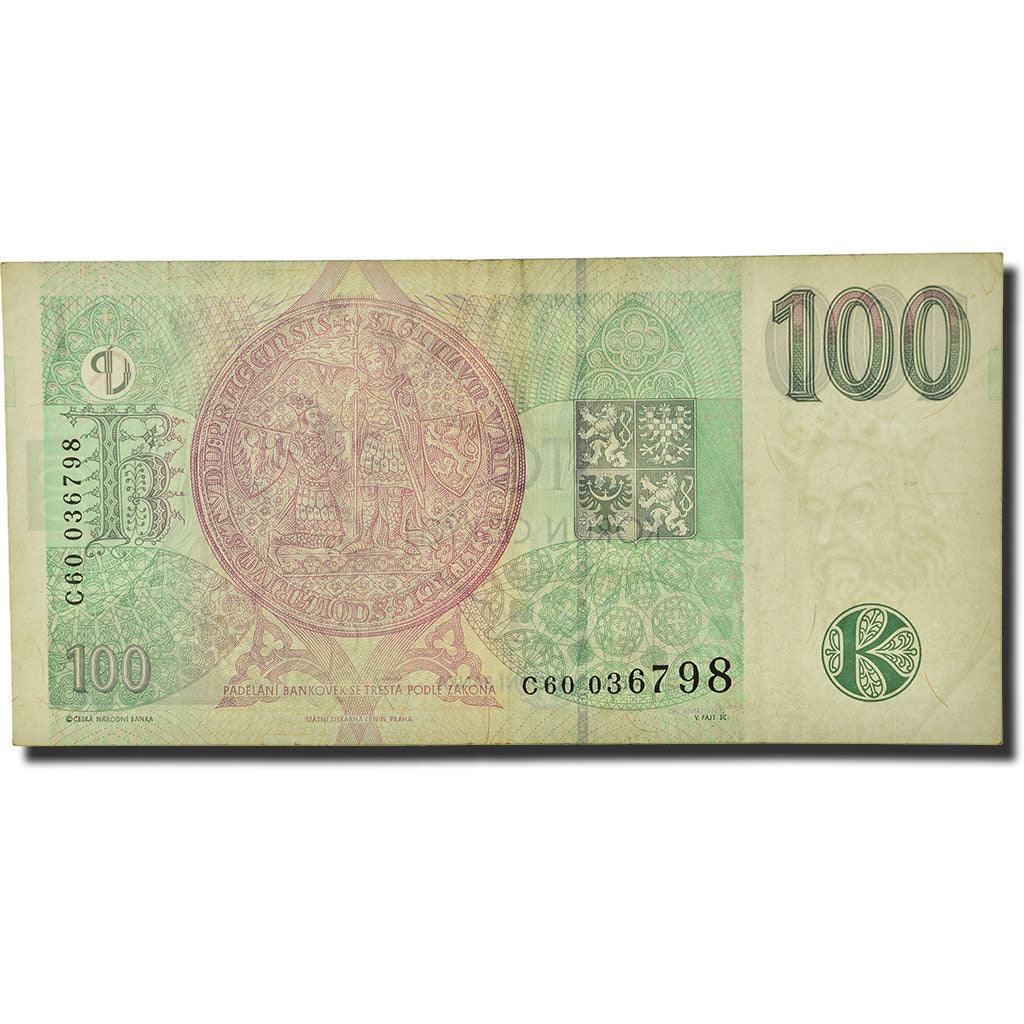 billete de banco, 
  
  República Checa, 
  
  100 coronas