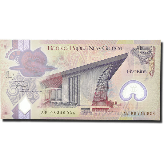 billete de banco, 
  
  Papúa Nueva Guinea, 
  
  5 quinas