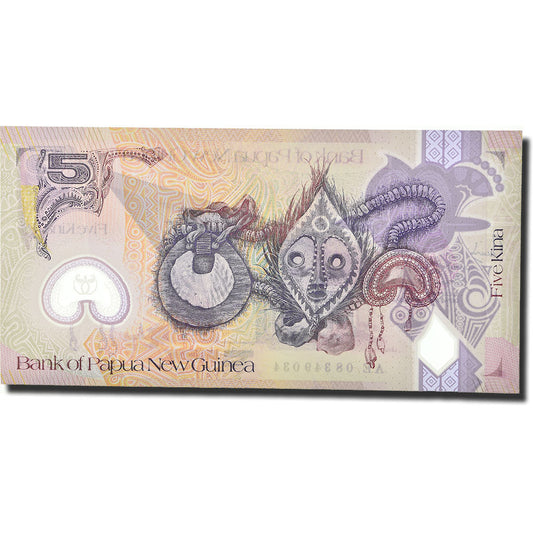 billete de banco, 
  
  Papúa Nueva Guinea, 
  
  5 quinas