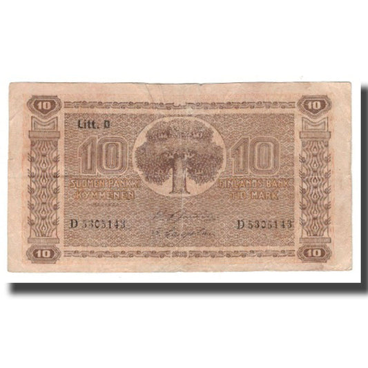 billete de banco, 
  
  Finlandia, 
  
  10 marca