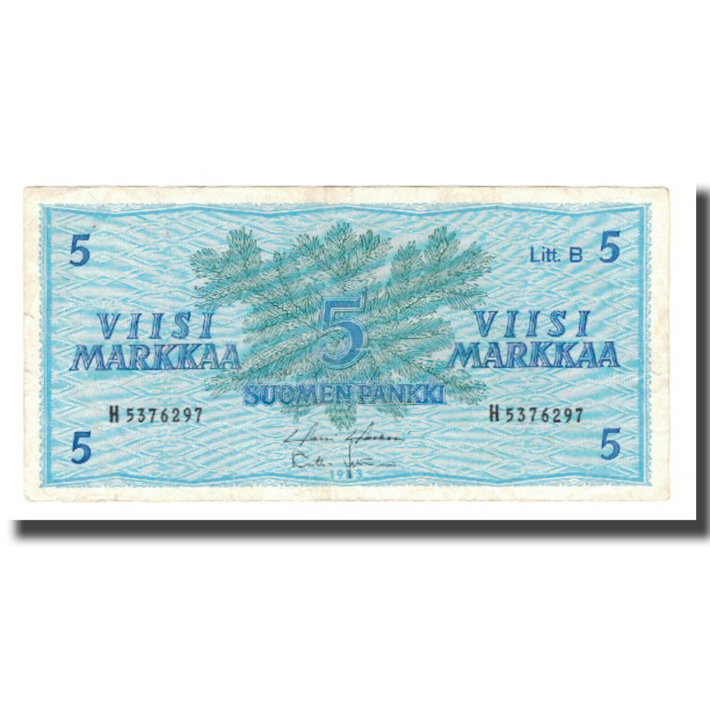 billete de banco, 
  
  Finlandia, 
  
  5 Markkáa