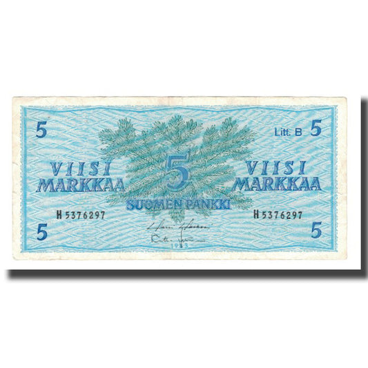 billete de banco, 
  
  Finlandia, 
  
  5 Markkáa