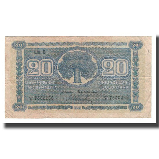 billete de banco, 
  
  Finlandia, 
  
  20 marcos