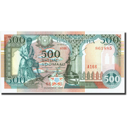 billete de banco, 
  
  Somalia, 
  
  500 chelines = 500 chelines