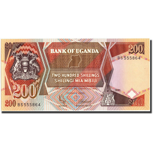 Billete de Uganda de 200 chelines
