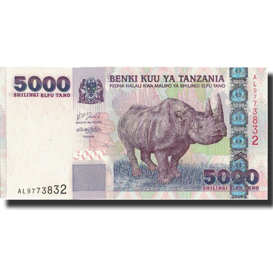 billete de banco, 
  
  Tanzania, 
  
  5000 chelines