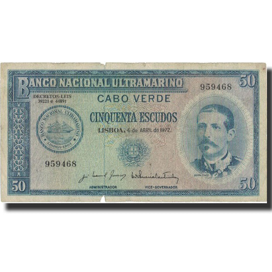billete de banco, 
  
  Cabo Verde, 
  
  50 escudos