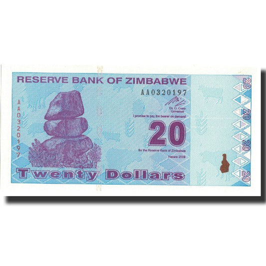 Billete de 20 dólares de Zimbabue