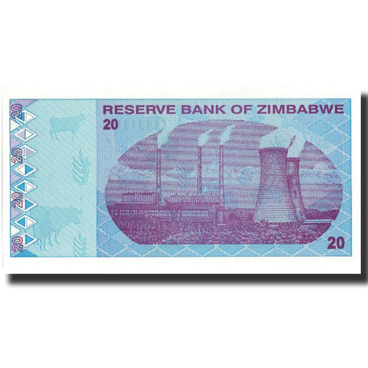 Billete de 20 dólares de Zimbabue