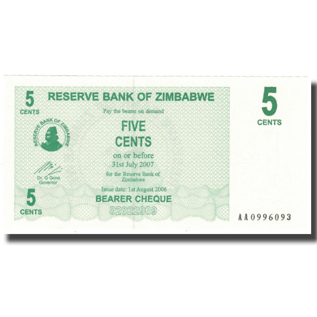 Billete de 5 céntimos de Zimbabue