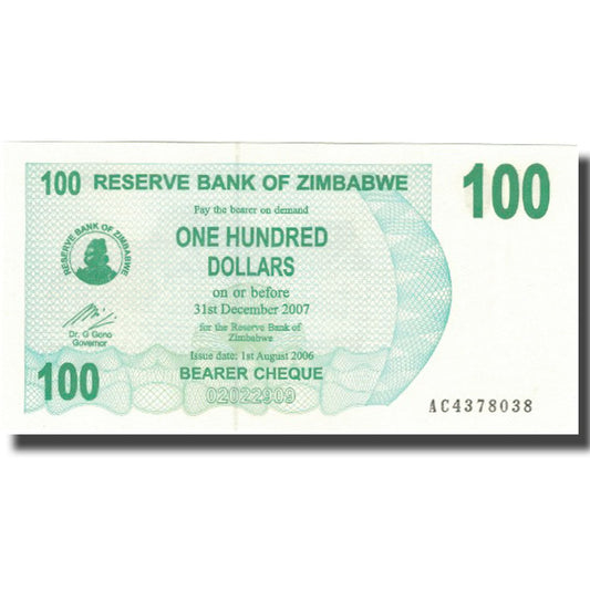 Billete de 100 dólares de Zimbabue