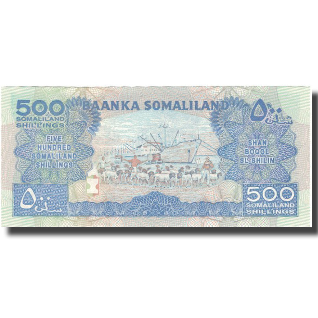 billete de banco, 
  
  somalilandia, 
  
  500 chelines = 500 chelines
