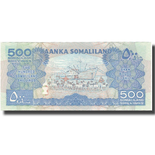 billete de banco, 
  
  somalilandia, 
  
  500 chelines = 500 chelines