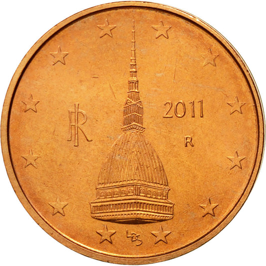 Italia, 

2 céntimos de euro, 

2011