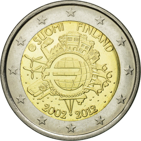 Finlandia, 

2 euros, 

10.º aniversario de la acuñación del euro
