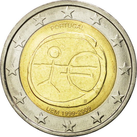 Portugal, 

2 euros, 

10.º aniversario de la Unión Monetaria Europea