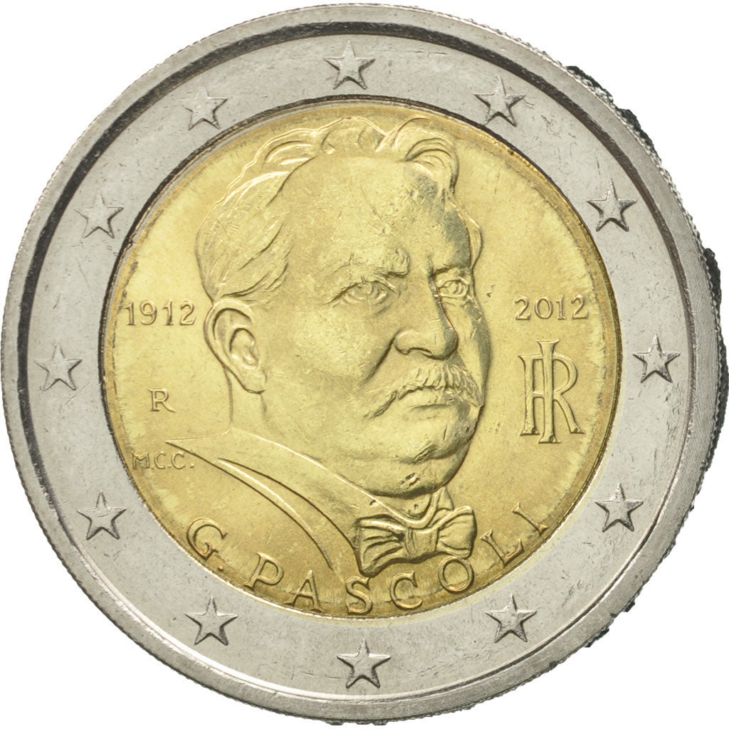 Italia, 
  
  2 euros, 
  
  giovanni pascoli 100 aniversario de su muerte