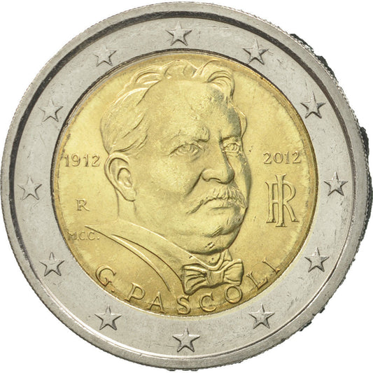 Italia, 
  
  2 euros, 
  
  giovanni pascoli 100 aniversario de su muerte