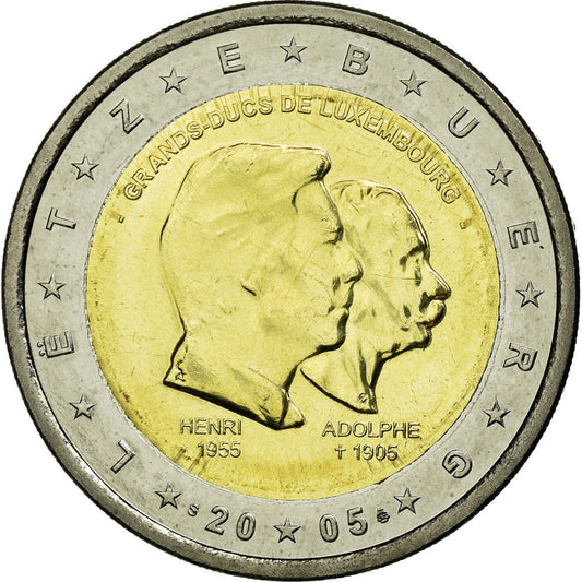 Luxemburgo, 
  
  2 euros, 
  
  50º del gran duque henri
