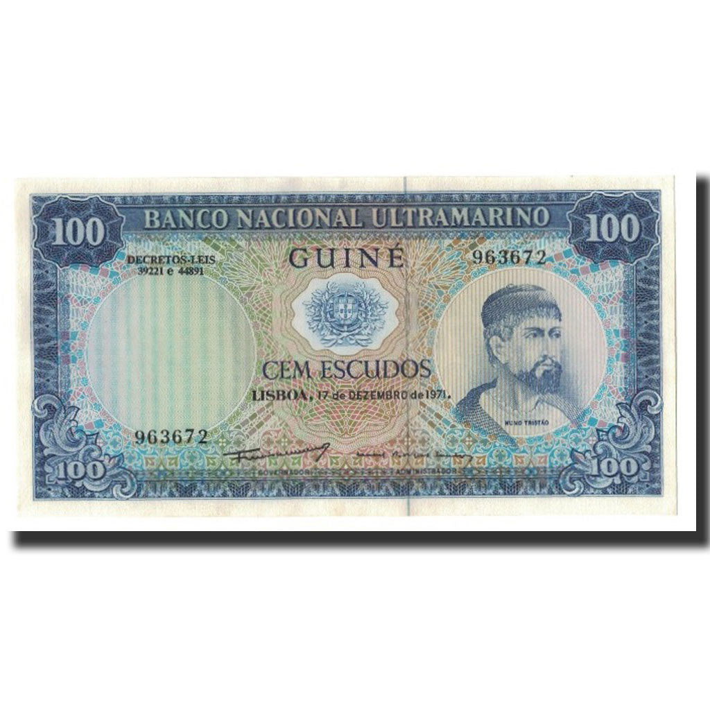 billete de banco, 
  
  guinea portuguesa, 
  
  100 escudos