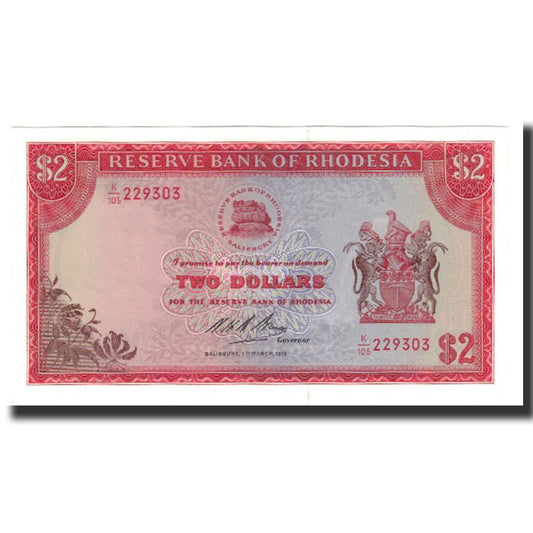 Billete de 2 dólares de Rodesia