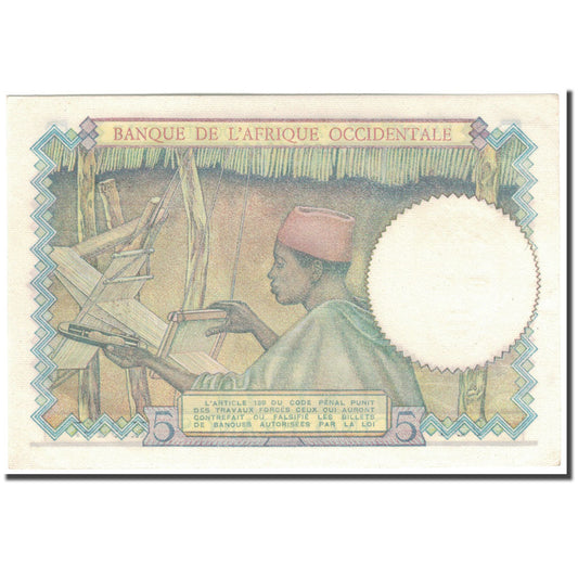 Billete de 5 francos del África Occidental Francesa