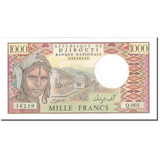 billete de banco, 
  
  Yibuti, 
  
  1000 francos