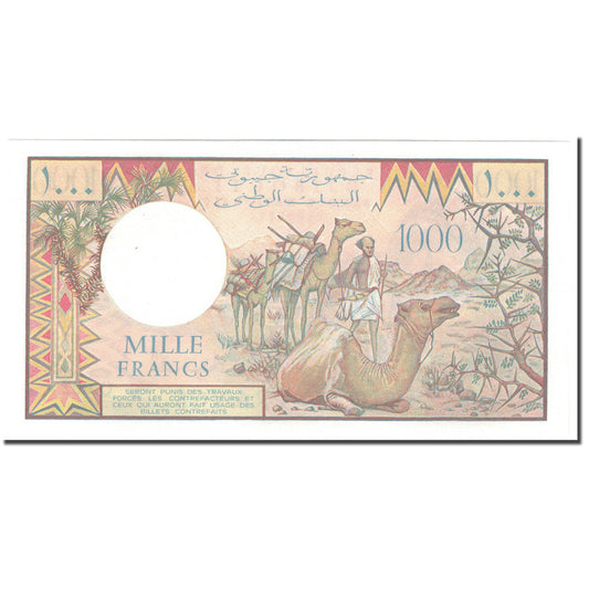 billete de banco, 
  
  Yibuti, 
  
  1000 francos