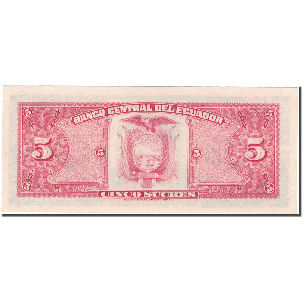 billete de banco, 
  
  Ecuador, 
  
  5 sucres