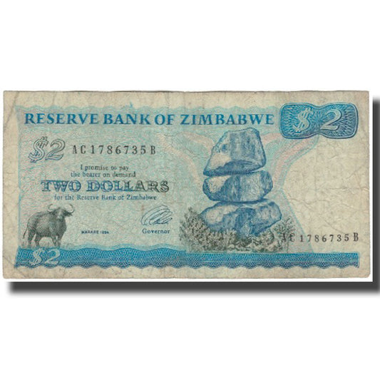Billete de 2 dólares de Zimbabue
