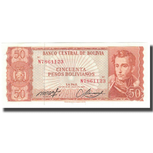 billete de banco, 
  
  bolivia, 
  
  50 pesos bolivianos