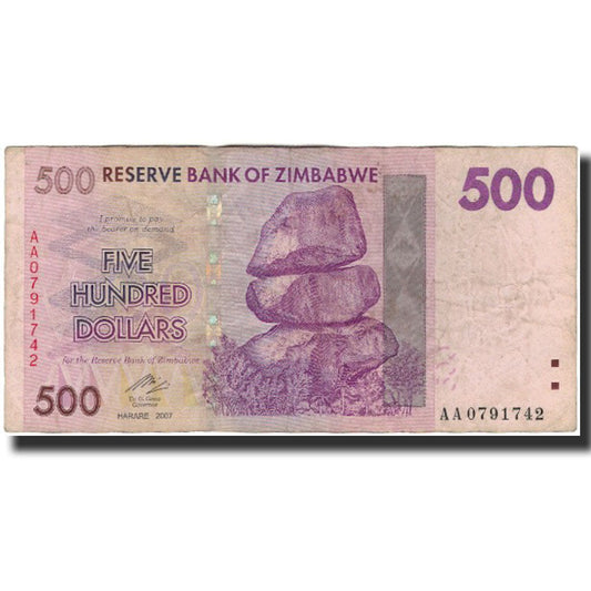 Billete de 500 dólares de Zimbabue