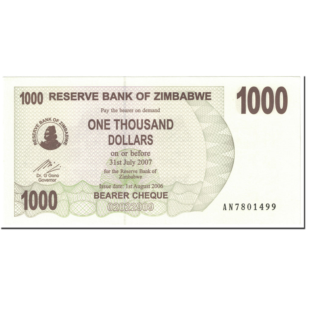 Billete de 1000 dólares de Zimbabue